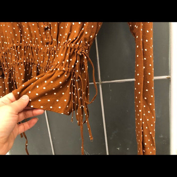 New H&M Brown Polka dots Blouse Top - Picture 5 of 8